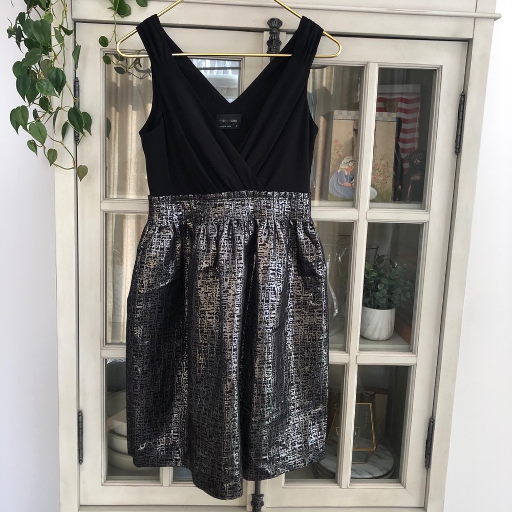 NWOT Stunning Black and Silver Cocktail Dress